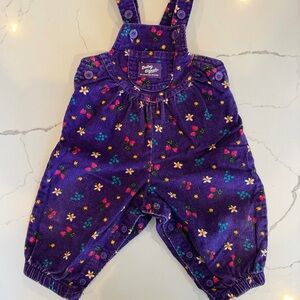 Vintage OshKosh B'gosh Purple Floral Berries corduroy Overalls